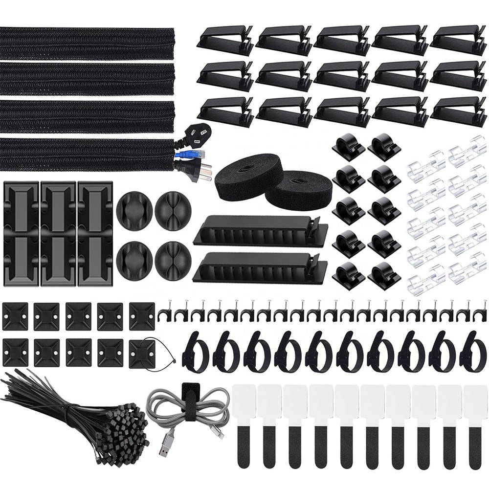 Kit de Gestion des Câbles 200 Pièces – Organisateurs, Clips et Attaches